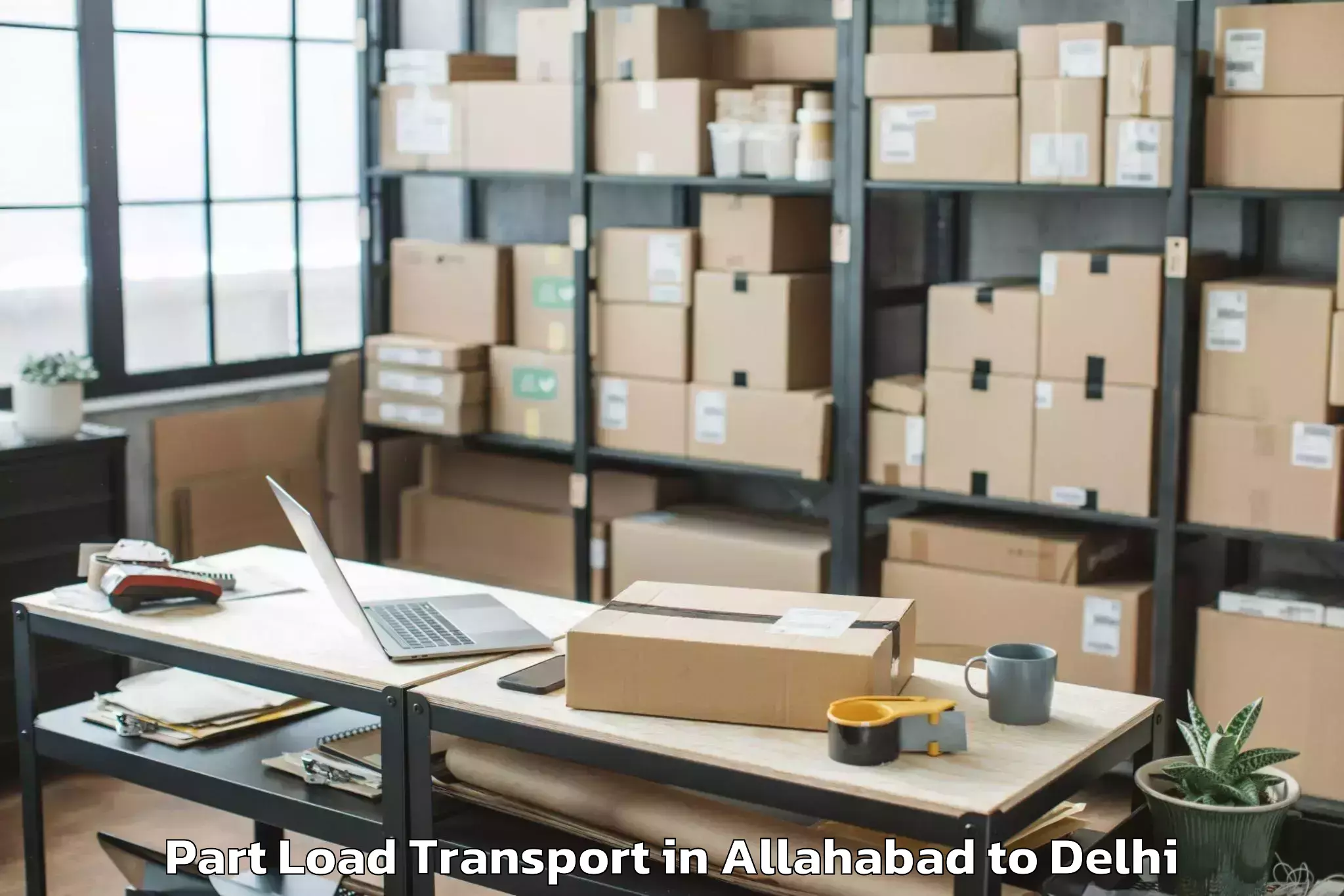 Book Allahabad to Seema Puri Part Load Transport Online